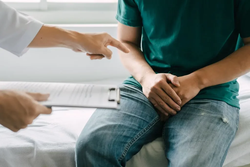 a male patient undergoing a men's sexual health consulation